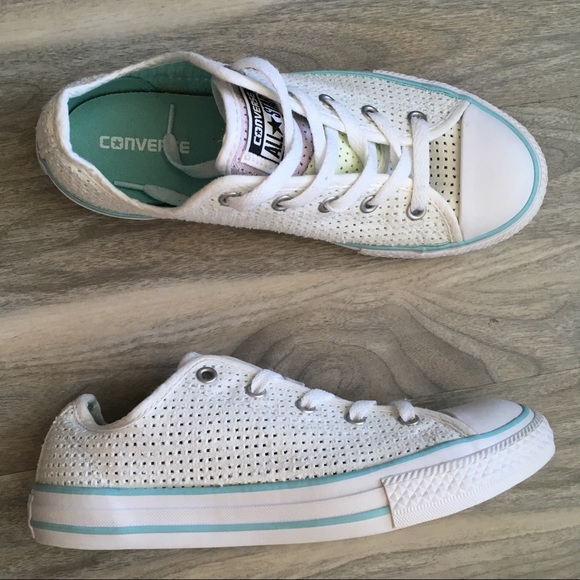 Converse Shoes - Converse white aqua double tongue 6 nwt